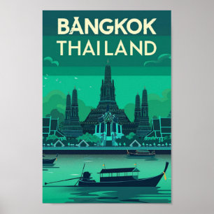 Bangkok Thailand Vintage Famous Travel Place Poster