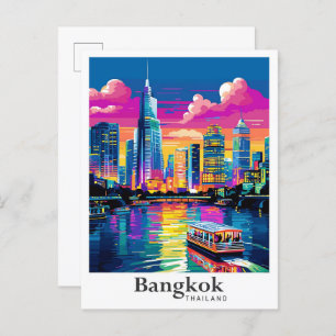 Bangkok Thailand Vintage Travel Portrait  Postcard