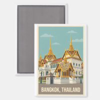 Bangkok Thailand Vintage Travel Poster