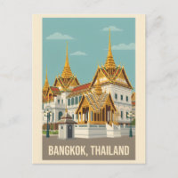 Bangkok Thailand Vintage Travel Poster