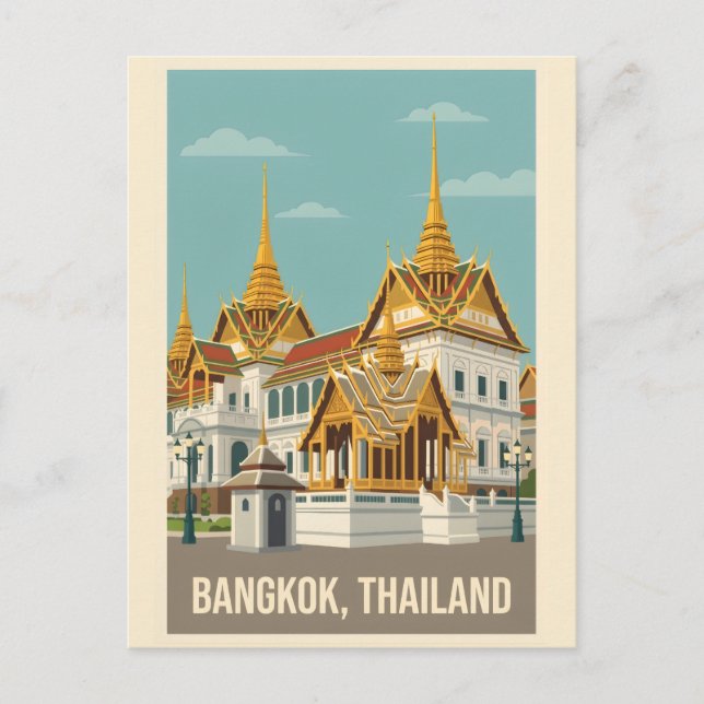 Bangkok Thailand Vintage Travel Poster Postcard (Front)