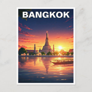 Bangkok Thailand Wat Arun Sunset Postcard