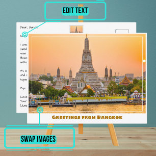 Bangkok Thailand with Wat Arun Temple at Sunset Postcard