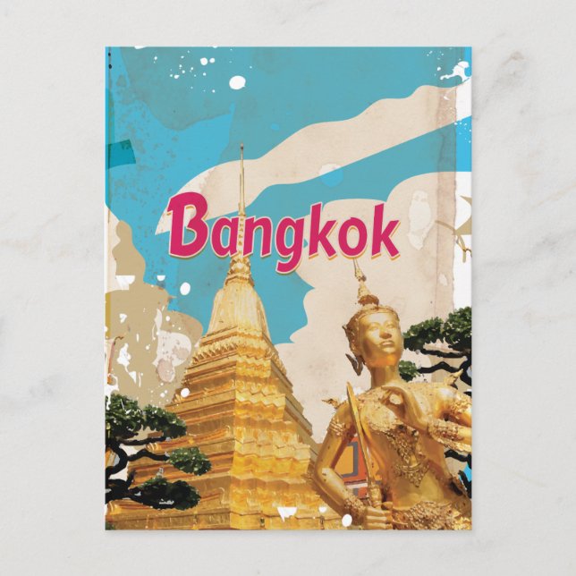Bangkok Vintage Travel Poster Postcard (Front)