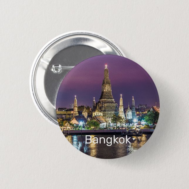 Bangkok Wat Arun Sunset BKK Thailand Souvenir 6 Cm Round Badge (Front & Back)