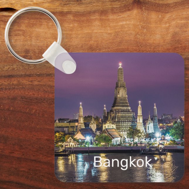 Bangkok Wat Arun Sunset BKK Thailand Souvenir Key Ring (Front)