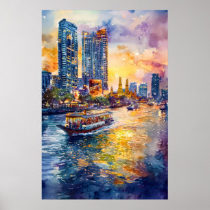 Bangkok Watercolor 1 Poster