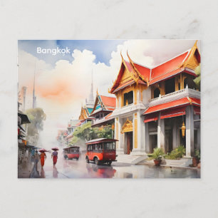 Bangkok watercolor art postcard