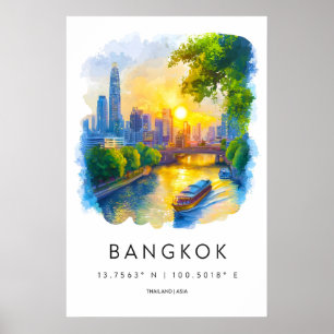Bangkok watercolor poster Watercolor 1