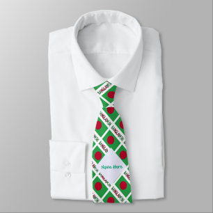 Banglades Bangladeshi Flag Tiled Green Personalise Tie