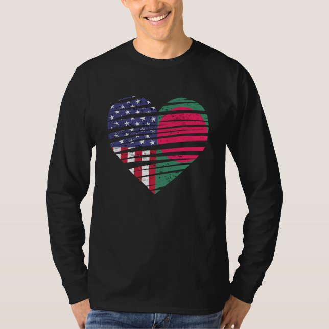 Bangladesh American Grown Heart USA Patriot Herita T-Shirt (Front)