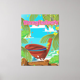 Bangladesh Cartoon travel poster print. Canvas Print