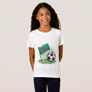 Bangladesh flag and crayon-style soccer ball T-Shirt