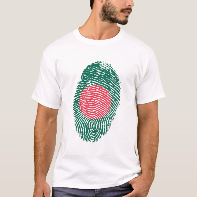 Bangladesh Flag Fingerprint Country Pride T-Shirt (Front)