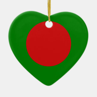 Bangladesh Flag Heart Ceramic Tree Decoration