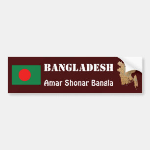 Bangladesh Flag + Map Bumper Sticker