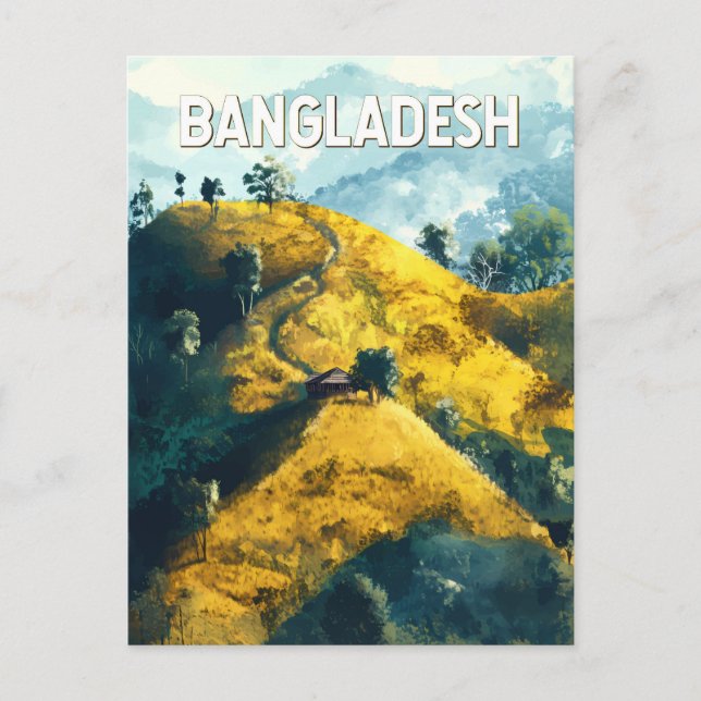 Bangladesh Illustration Travel Art Vintage Postcard (Front)