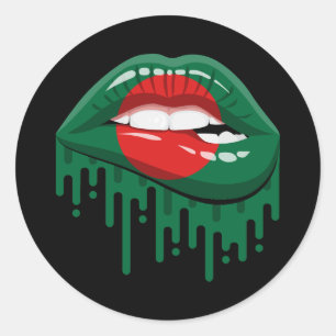 Bangladesh lips pride root flag classic round sticker