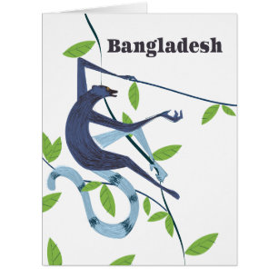 Bangladesh Monkey vintage vacation poster