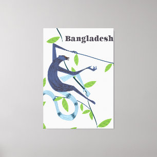 Bangladesh Monkey vintage vacation poster Canvas Print