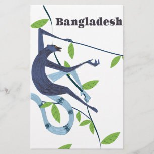 Bangladesh Monkey vintage vacation poster Stationery