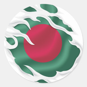 Bangladesh Ripped Flag Classic Round Sticker