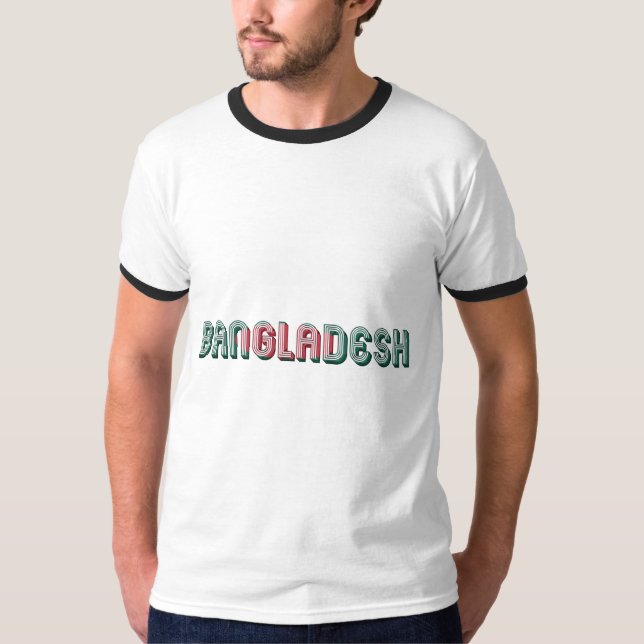 Bangladesh South Asia Typography Flag Colours T-Shirt (Front)
