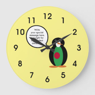 Bangladesh Talking Ms Penguin Personalised Large Clock