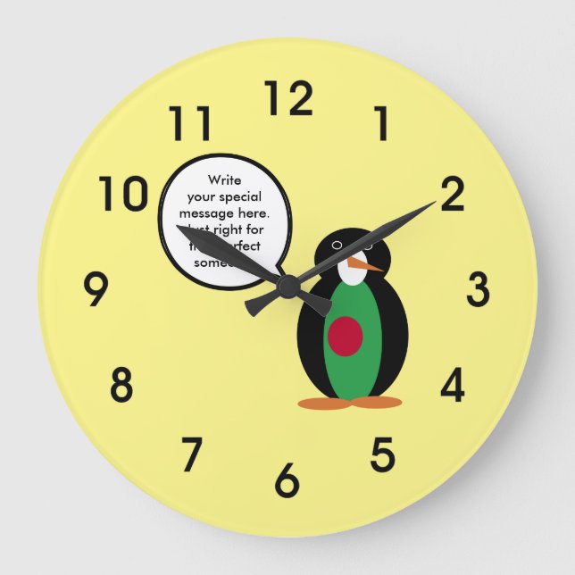 Bangladesh Talking Ms Penguin Personalised  Large Clock (Front)