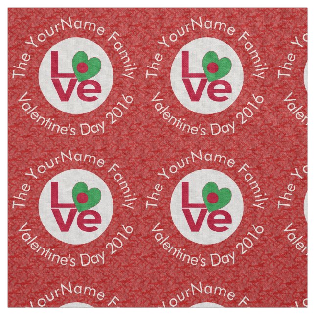 Bangladeshi Flag Heart LOVE Red Personalised Text  Fabric (Swatch)