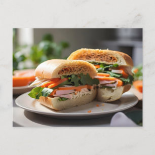 Banh Mi sandwich on a plate Postcard