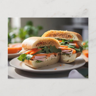 Banh Mi sandwich on a plate Postcard