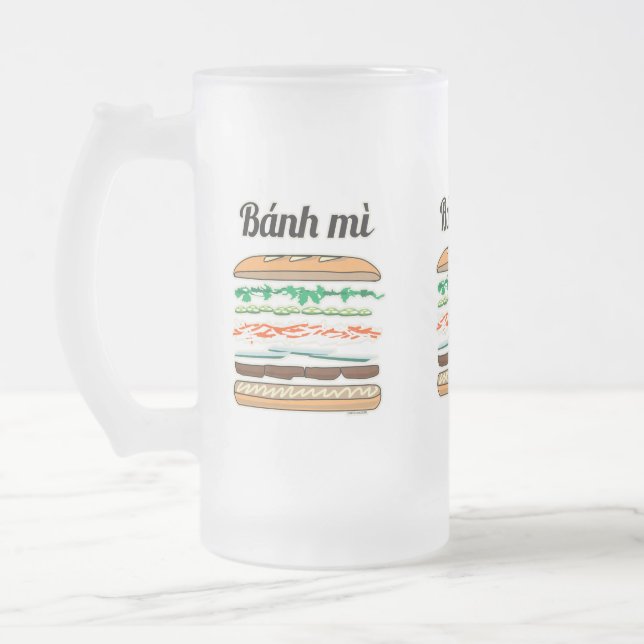 Banh Mi Vietnamese sandwich French bread baguette Frosted Glass Beer Mug (Left)