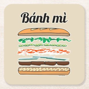 Banh Mi Vietnamese sandwich French bread baguette Square Paper Coaster