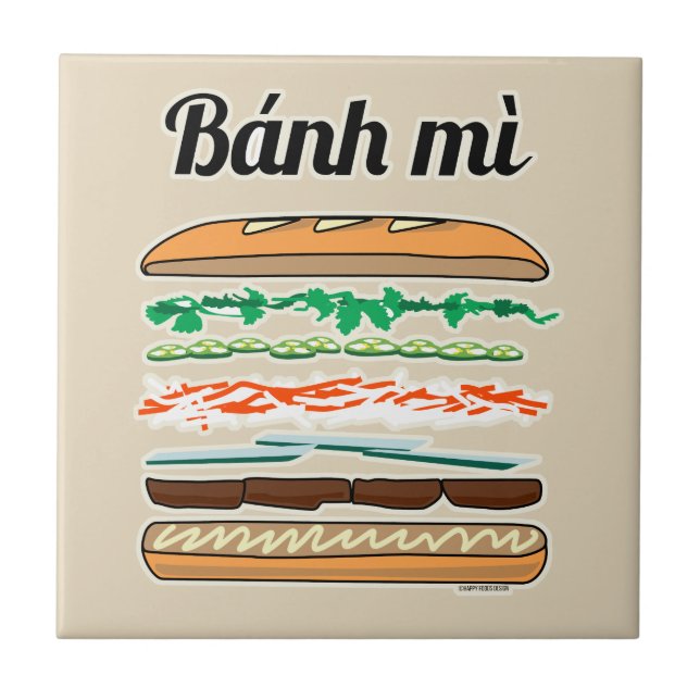 Banh Mi Vietnamese sandwich French bread baguette Tile (Front)
