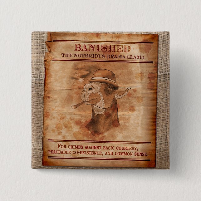 Banish Drama Llamas - 2" Square Button (Front)