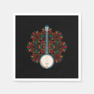 Banjo Acoustic Instrument Country Music Blue Gift Napkin