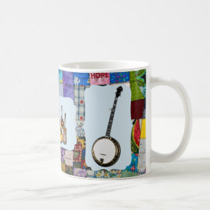 BANJO--BLUEGRASS BAND-QUILTED COFFEE MUG