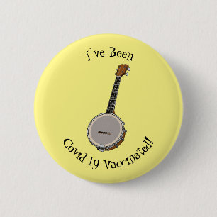 Banjo cartoon illustration 6 cm round badge