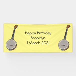 Banjo cartoon illustration banner