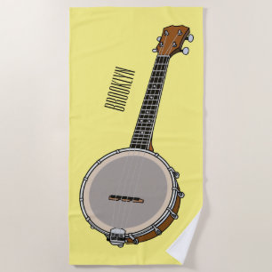Banjo cartoon illustration beach towel