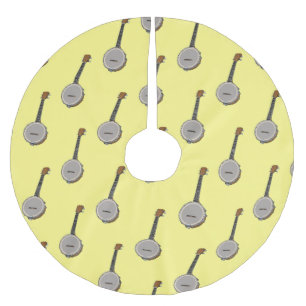 Banjo cartoon illustration brushed polyester tree skirt