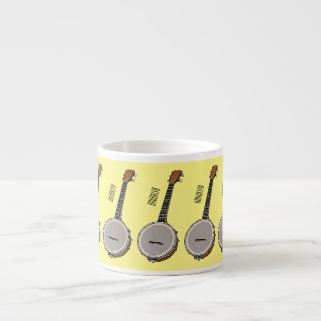 Banjo cartoon illustration  espresso cup (Front)