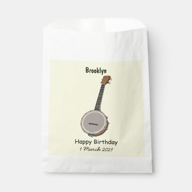 Banjo cartoon illustration favour bags (Front)