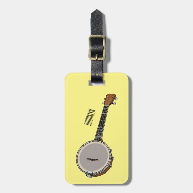 Banjo cartoon illustration luggage tag (Front Vertical)