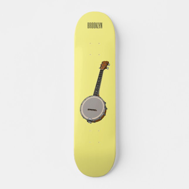 Banjo cartoon illustration  skateboard (Front)