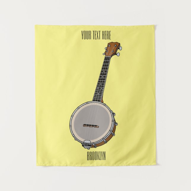 Banjo cartoon illustration  tapestry (Front)