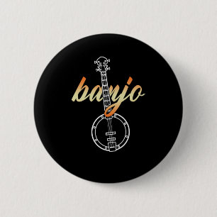 Banjo Country Music Instrument Mandolin Band Gift 6 Cm Round Badge