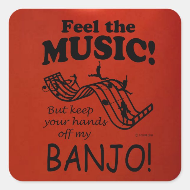 Banjo Feel The Music Square Sticker (Front)