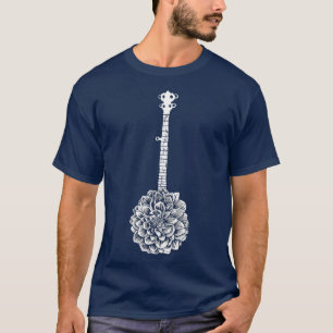 Banjo Flower Minimalist Music T-Shirt